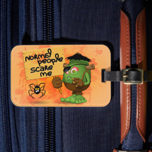 'Normal People Scare Me' Humoureuze Frankenstein Bagagelabel