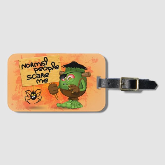 'Normal People Scare Me' Humoureuze Frankenstein Bagagelabel (Voorkant (horizontaal))