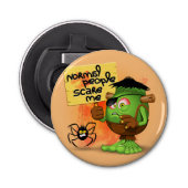 'Normal People Scare Me' Humoureuze Frankenstein Button Flesopener (Voorkant)