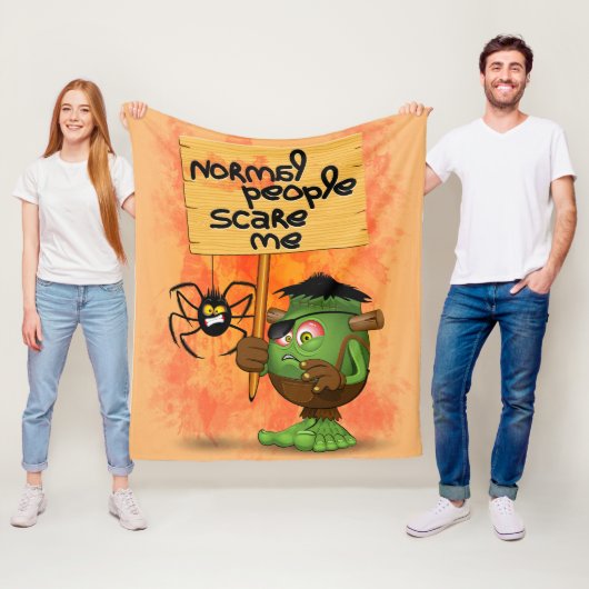 'Normal People Scare Me' Humoureuze Frankenstein Fleece Deken (In situ)