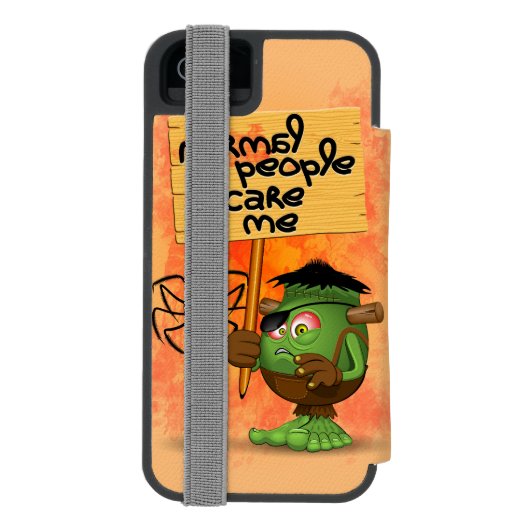 'Normal People Scare Me' Humoureuze Frankenstein Incipio iPhone Portemonnee Hoesje (Agenda Achterkant)