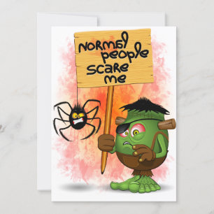 'Normal People Scare Me' Humoureuze Frankenstein Kaart