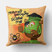 'Normal People Scare Me' Humoureuze Frankenstein Kussen (Achterkant)