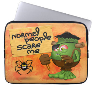 'Normal People Scare Me' Humoureuze Frankenstein Laptop Sleeve