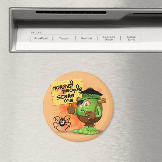 'Normal People Scare Me' Humoureuze Frankenstein Magneet (Insitu (Vaatwasser))