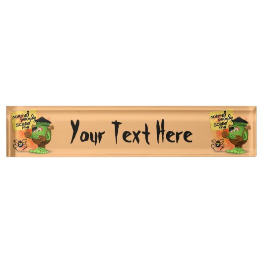 'Normal People Scare Me' Humoureuze Frankenstein Naambordje (Voorkant)