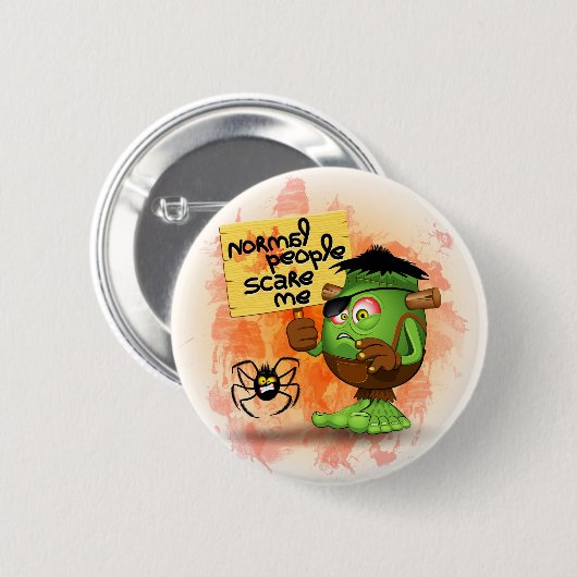 'Normal People Scare Me' Humoureuze Frankenstein Ronde Button 5,7 Cm (Voorkant /achterkant)