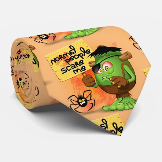 'Normal People Scare Me' Humoureuze Frankenstein Stropdas (Opgerold)