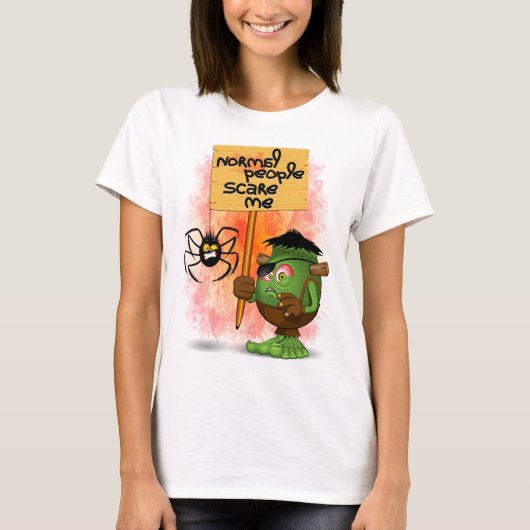'Normal People Scare Me' Humoureuze Frankenstein T-shirt (Voorkant)