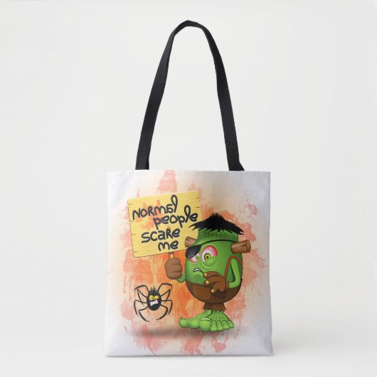 'Normal People Scare Me' Humoureuze Frankenstein Tote Bag (Voorkant)