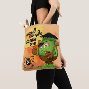 'Normal People Scare Me' Humoureuze Frankenstein Tote Bag
