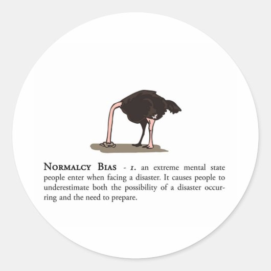 Normalcy Bias Ronde Sticker (Voorkant)