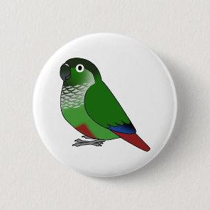 Normale cartoon met groene kauwkont ronde button 5,7 cm