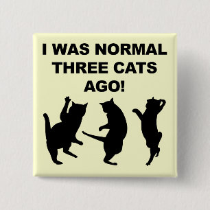 Normale Drie Katten Geleden Grappige Knop Speld Vierkante Button 5,1 Cm