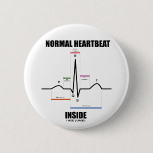 Normale hartslag binnenin (ECG EKG) Ronde Button 5,7 Cm