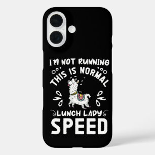 Normale lunch Lady Speed Funny Llama Gezegde Humor iPhone 16 Hoesje