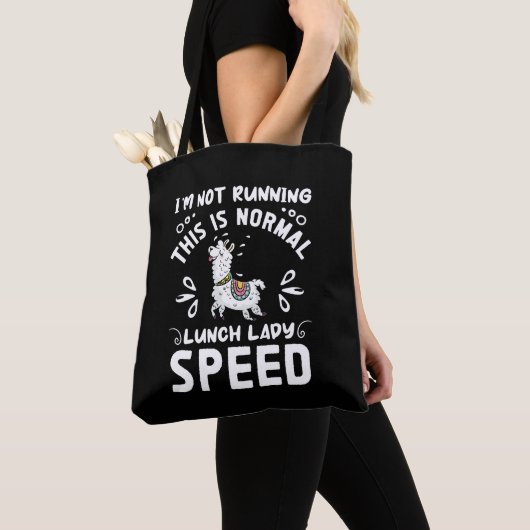 Normale lunch Lady Speed Funny Llama Gezegde Humor Tote Bag (Dichtbij)