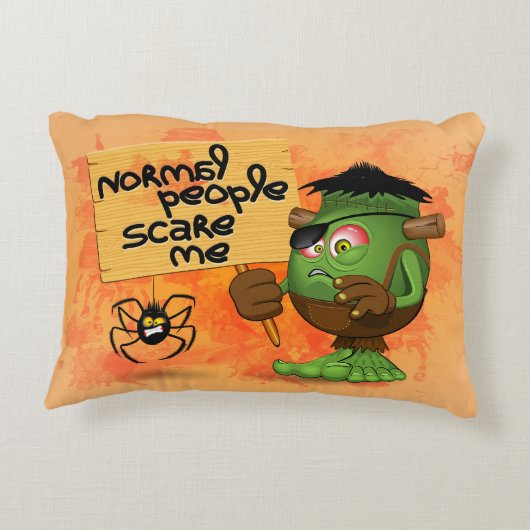 'Normale mensen schrikken me' Frankenstein karakte Accent Kussen (Achterkant)