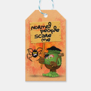 'Normale mensen schrikken me' Frankenstein karakte Cadeaulabel