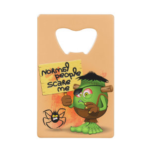 'Normale mensen schrikken me' Frankenstein karakte Creditkaart Flessenopener