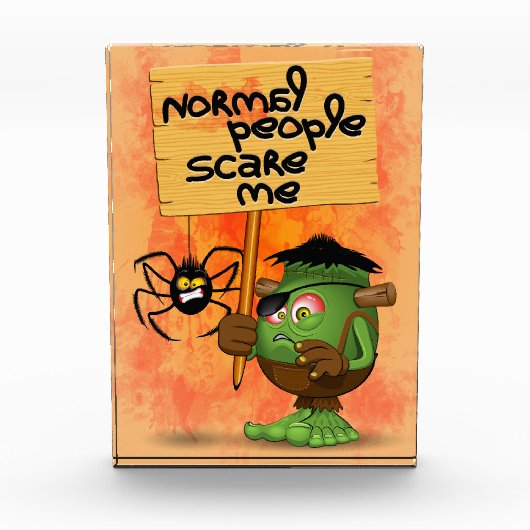 'Normale mensen schrikken me' Frankenstein karakte Fotoblokken (Voorkant)