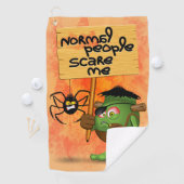 'Normale mensen schrikken me' Frankenstein karakte Golfhanddoek (Insitu)