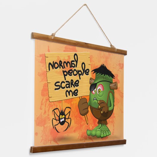 'Normale mensen schrikken me' Frankenstein karakte Hangend Wandkleed (Gebogen)