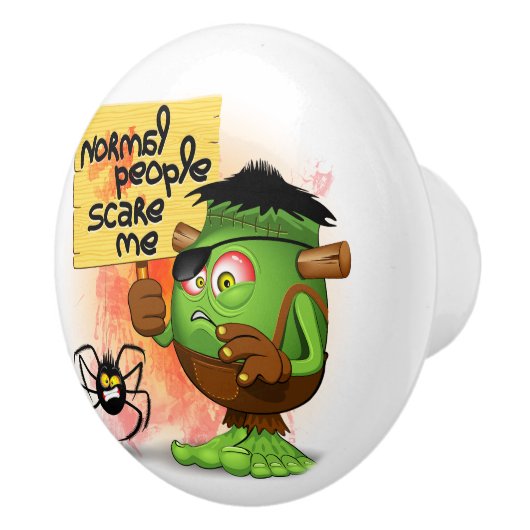 'Normale mensen schrikken me' Frankenstein karakte Keramische Knop (Rechts)