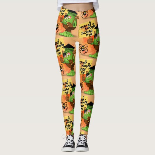 'Normale mensen schrikken me' Frankenstein karakte Leggings (Voorkant)