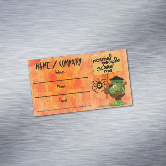 'Normale mensen schrikken me' Frankenstein karakte Magnetisch Visitekaartje (Voorbeeld)