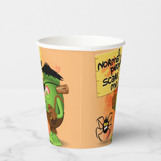 'Normale mensen schrikken me' Frankenstein karakte Papieren Bekers (Rechts)