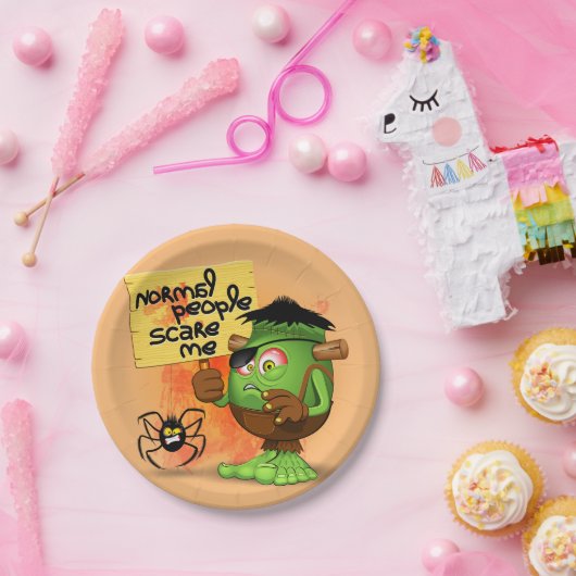 'Normale mensen schrikken me' Frankenstein karakte Papieren Bordje (Feest)