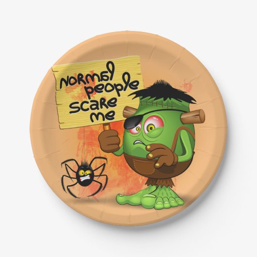 'Normale mensen schrikken me' Frankenstein karakte Papieren Bordje (Voorkant)