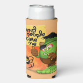 'Normale mensen schrikken me' Frankenstein karakte Seltzer Blikjeskoeler (Seltzer Voorkant)