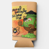 'Normale mensen schrikken me' Frankenstein karakte Seltzer Blikjeskoeler (Achterkant)