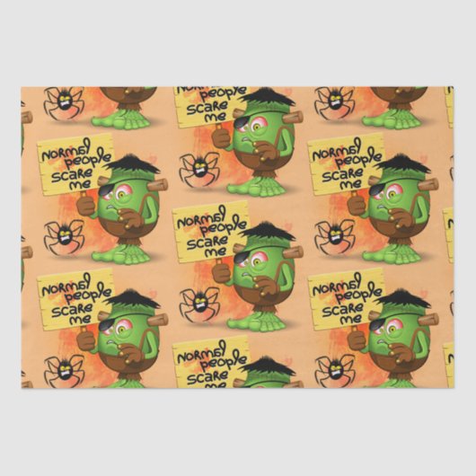 'Normale mensen schrikken me' Frankenstein karakte Tissuepapier (Voorkant)