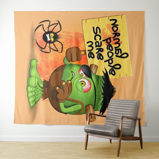 'Normale mensen schrikken me' Frankenstein karakte Wandkleed (In Situ (horizontaal))