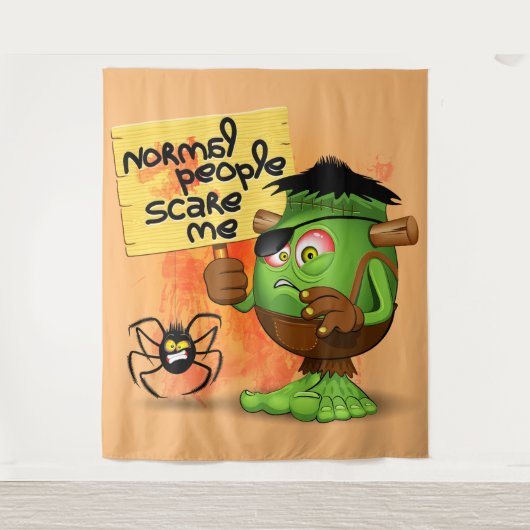 'Normale mensen schrikken me' Frankenstein karakte Wandkleed (Voorkant)