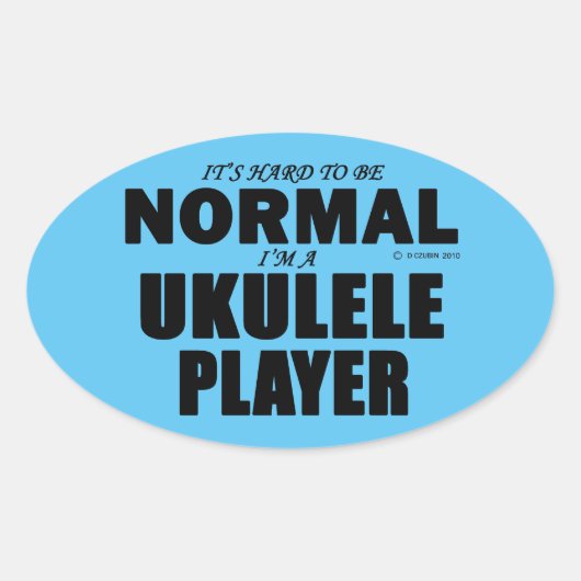 Normale Ovaal Sticker van Ukulele Player (Voorkant)
