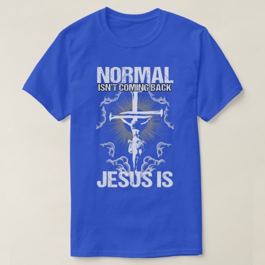 Normale zin die Jezus terugkomt is dat ik Bijbel V T-shirt (Design voorkant)
