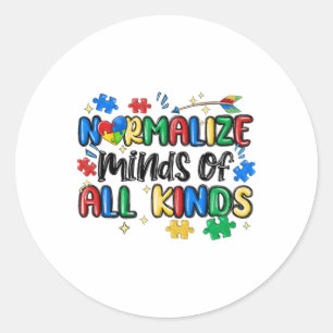 Normaliseer de geest van alle soorten Autisme Bewu Ronde Sticker