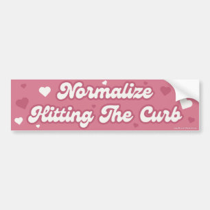 Normaliseren raken van de stoeprand grappige roze bumpersticker