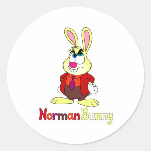 Norman Bunny Ronde Sticker (Voorkant)