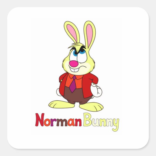 Norman Bunny vierkante sticker (Voorkant)