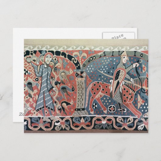 Norman cavalier op een paard met pietlutkop briefkaart (Voorkant / Achterkant)