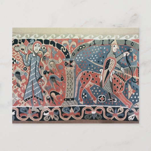 Norman cavalier op een paard met pietlutkop briefkaart (Voorkant)