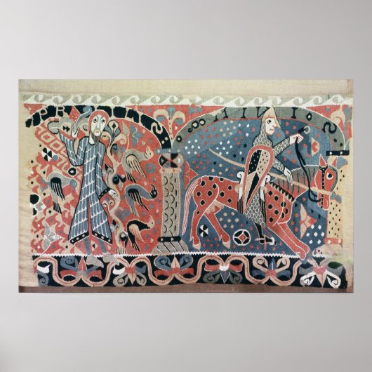 Norman cavalier op een paard met pietlutkop poster (Voorkant)