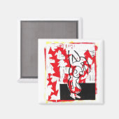 Norman de Bunny Square Magnet (rood) (Voorkant / Achterkant)