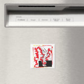 Norman de Bunny Square Magnet (rood) (Insitu (Vaatwasser))