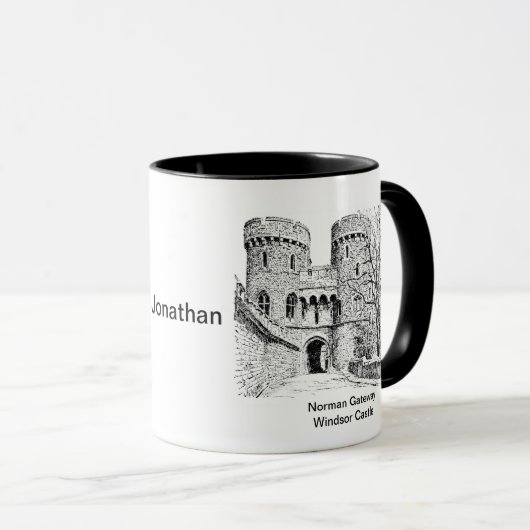 Norman Gateway, Windsor Castle (bewerkbare naam) Mok (Voorkant rechts)